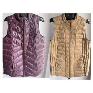 Set of 2 J. Jill Down Lightweight Quilted Puffer Packable Vests Women's Size L